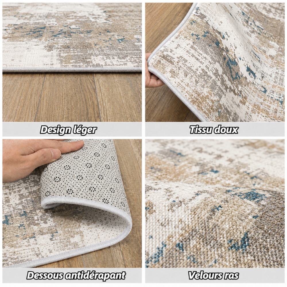 Calista, détail du motif abstrait beige et taupe