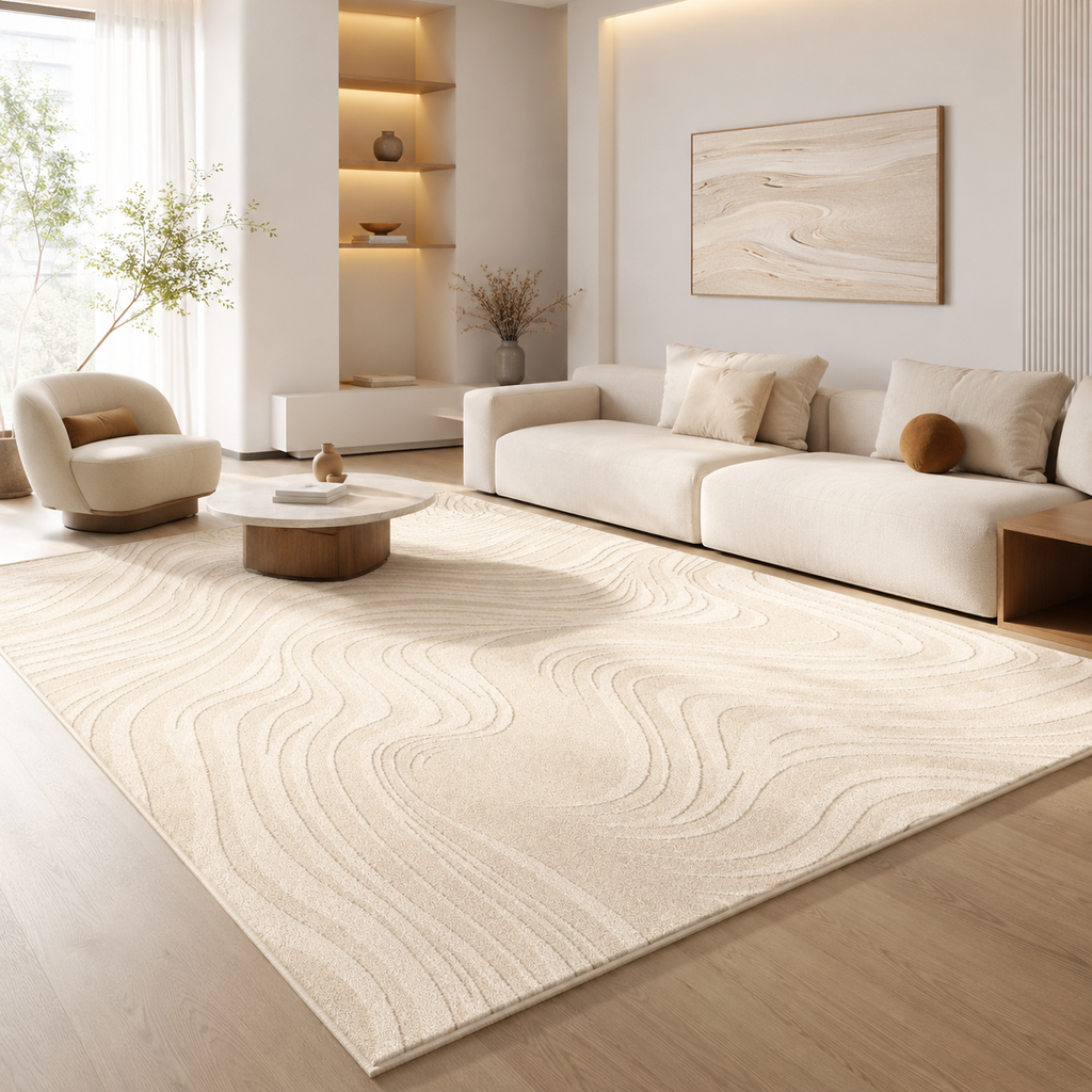 Dune, tapis scandinave beige en situation